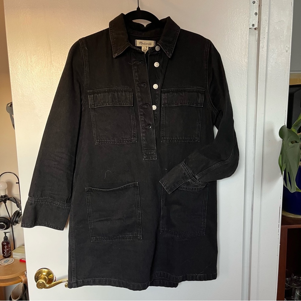 Madewell black denim shirt dress